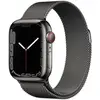 Image de Apple Watch Series 7 (2021) GPS + Cellular 41 mm - Acier inoxydable Graphite - Bracelet milanais Noir en occasion ou reconditionné