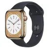 Image de Apple Watch Series 8 (2022) GPS + Cellular 45 mm - Acier inoxydable Or - Bracelet sport Noir en occasion ou reconditionné
