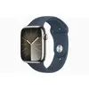 Image de Apple Watch Series 9 (2023) GPS + Cellular 45 mm - Acier inoxydable Argent - Bracelet sport Bleu en occasion ou reconditionné