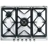 Image de Table de cuisson à gaz encastrable en acier inoxydable Smeg SRV576GH5 5 brûleurs - Excellent état en occasion ou reconditionné