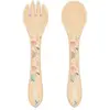Image de Set Fourchette Et Cuillère En Silicone Animaux Beige