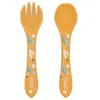 Image de Set Fourchette Et Cuillère En Silicone Animaux Orange