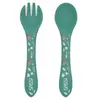 Image de Set Fourchette Et Cuillère En Silicone Animaux Vert Paon