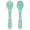 Image de Set Fourchette Et Cuillère En Silicone Animaux Menthe