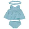 Image de Ensemble Tricoté 38cm - Robe Et Bandeau Bleu