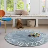 Image de Tapis Lavable Rond Alphabet Abc Bleu