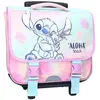 Image de Cartable À Roulettes Motif Tropical Et Stitch En Polyester Lilo Et Stitch Blanc / Rose / Clair