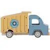 Image de Camion-benne En Bois Jaune, Bleu, Écru