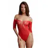 Image de Body Ouvert DES034 Dentelle Florale & Strass Rouge