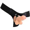 Image de Gode Ceinture Réaliste Cuir Strap-On Beige 15 cm