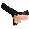 Image de Gode Ceinture Réaliste Cuir Strap-On Beige 20 cm