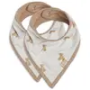 Image de Lots De 2 Bavoirs Bandana En Coton Blanc, Marron Clair