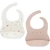 Image de Lot De 2 Bavoirs En Silicone Lovely Birds Ecru, Rose