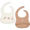 Image de Lot De 2 Bavoirs En Silicone Kangaroots Ecru, Marron