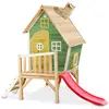Image de Maisonnette En Bois Sur Pilotis Avec Toboggan Pour Jardin Vert