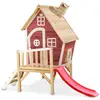 Image de Maisonnette En Bois Sur Pilotis Avec Toboggan Pour Jardin Rouge
