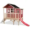 Image de Maisonnette En Bois Sur Pilotis Toboggan Et Extension Jardin Rouge