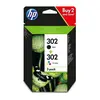 Image de HP 302 Pack de 2 Cartouches d'Encre Noire et Trois Couleurs Authentiques (X4D37AE)
