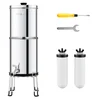 Image de VEVOR Système de Filtration d'Eau par Gravité 8,5 L, Filtre à Eau par Gravité Réduction du Plomb et jusqu'à 99 % du Chlore, en Inox 304, avec 2 Filtres à Charbon et Céramique, Robinet et Support