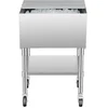 Image de VEVOR Bac à glaçons commercial, 610x484x935 mm, coffre à glace à roulettes sous bar 61,6 L, en acier inox, avec couvercle coulissant, plateau de rangement inférieur, pieds à balles réglables, pour pub