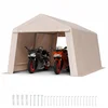 Image de VEVOR Abri de Jardin, 305x458 cm, Tente de Rangement, avec Double Porte à Fermeture Éclair Enroulable, Abri de Stockage Portable Robuste, Garage Extérieur pour Motos, Vélos, Outils de Jardin, Beige