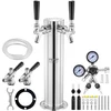 Image de VEVOR Kit Colonne à Bière 2 Robinets, Distributeur de Bière Boisson en Acier Inoxydable, Tireuse à Bière avec Régulateur à Double Jauge W21,8 et Coupleur de Fût Système S, pour Bar Restaurant Maison
