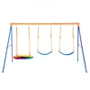 Image de VEVOR Kit Balançoire de Jardin Capacité de Charge 272 kg, Portique Balançoire avec 1 Nacelle et 2 Sièges à Ceinture, Cadre en Métal Robuste en A et Corde Réglable, pour Arrière-cour Aire de Jeux