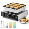 Image de VEVOR Appareil à Pancake 9PCs 76 mm, Crêpière Commerciale 850 W, Appareil à Poffertjes Dorayaki en Acier Inoxydable Antiadhésif, Température et Temps Réglable, pour Cuisine à Domicile, Restaurant, Snack-bar