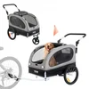 Image de VEVOR Remorque de Vélo Chien Pliable Charge 40 kg Poussette d'Animaux de Compagnie 2en1 Cadre Facile à Plier avec Roues à Dégagement Rapide, Coupleur de Vélo Universel, Réflecteurs, Drapeau, Noir/Gris
