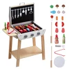 Image de VEVOR Jouet barbecue grill set, 21 PCS, ensemble de jouet de cuisine en bois pour enfant avec aliments et outils de grillades, jeu de petit chef interactif d'intérieur/extérieur pour cadeau de 3-8 ans