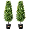 Image de VEVOR Buis Artificiel, Lot de 2, Faux Arbres Topiaires 91,4 cm avec Feuilles Supplémentaires et Pot, Résistante aux UV, Ensemble Fausse Plante Artificielle Verte pour Décoration Intérieur Extérieur