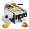 Image de VEVOR Friteuse commerciale 3000 W, friteuses à bain d'huile électrique avec panier, en acier inox épaissi, 5,9 L, avec contrôle du temps et de la température, pour cuisine, restaurant, café, argenté