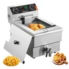 Image de VEVOR Friteuse commerciale 3000 W, friteuses à bain d'huile électrique avec panier, en acier inox, 9 L, avec contrôle du temps et de la température, protection contre la surchauffe, pour restaurant