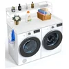 Image de VEVOR Comptoir pour lave-linge et sèche-linge avec étagère à 2 niveaux, surface de comptoir en bois, 1370 x 700 mm, avec coussinets antidérapants, pour organisation et rangement de la buanderie, blanc