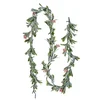 Image de VEVOR Guirlande de Noël, 2 m, Guirlande de Feuilles d'Olivier Artificiel Lumineuse, Décoration de Noël Verte, avec Baies Rouges, pour Manteau de Cheminées, Cheminées, à Suspendre, à Poser, Couronnes