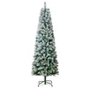 Image de VEVOR Sapin de Noël Artificiel, 1,98 m, Arbre de Noël Pré-éclairé Flocage avec 250 Lumières LED Blanc Chaud, 814 Pointes de Branches, Base Métal pour Décoration d'Intérieur de Fêtes, Bureau, Maison