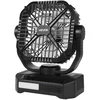 Image de VEVOR Ventilateur Solaire Rechargeable 10400 mAh Ventilateur Portable Silencieux 20 cm, avec Éclairage LED, Panneau Solaire 7 W, 4 Vitesses, Minuterie, pour Camping, Extérieur, Pique-nique, Barbecue