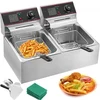 Image de VEVOR Friteuse 12L Electrique Inox, Friteuse Commerciale en Acier Inoxydable, à Double Réservoir 5000W Friteuse avec 2Paniers à Friture avec Poignée en Caoutchouc pour Frire des Aliments Cuisiner