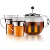 Image de Théiere a piston - BODUM - ASSAM SET - 1.0 l avec couvercle, filtre inox + 2 tasses verre anse inox 0.35 l