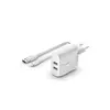 Image de Chargeur secteur 2 ports USB-A, 24W avec câble Lightning