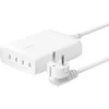 Image de secteur GaN 4 ports USB-C 200W avec cordon d'alimentation de 1,5m, blanc.