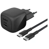 Image de secteur USB-C 45W, avec câble d'un mètre USB-C vers USB-C inclus, noir.
