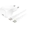Image de secteur USB-C 20W Power Delivery, avec câble d'un mètre USB-C vers USBC-C inclus, blanc.