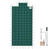 Image de VEVOR Couverture de sécurité pour piscines creusées 6,1x12,2 m maille verte avec marches d'extrémité centrales 1,2x2,4 m couverture de sécurité solide pour piscine d'hiver, résister au soleil, au vent