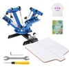 Image de VEVOR Machine de Sérigraphie 4 Couleurs 1 Station Presse à Sérigraphie Plateau 54 x 45 cm Machine d'Impression à Écran Rotative à 360° pour Impression à Plat T-shirt Vêtements Bois Plastique Papier