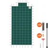 Image de VEVOR Couverture de sécurité pour piscines creusées 4,9x9,8 m maille verte avec marches d'extrémité centrales 1,2x2,4 m couverture de sécurité solide pour piscine d'hiver, résister au soleil, au vent