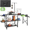 Image de VEVOR Cuisine de Camping 174 x 50 x 160 cm Table de Camping Pliable Structure en Alu 5 Comptoirs Meuble de Cuisine avec Sac de Transport Évier Amovible Installation Facile pour BBQ Pique-Nique Jardin