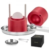 Image de VEVOR Presse à Glaçons Sphères de 61 mm Moule à Glaçon Rond en Alu Bac à Glaçons Ronds avec Pince Fabrication Rapide de Glaçons Boules pour Boissons Cocktails Whisky Café Soirées Pyjama Bars Rouge