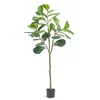 Image de VEVOR Arbre Artificiel 1556 mm Plante Artificielle PE Haut Figuier Lyre Faux Arbre Vert Pot 150x125 mm Décoration de Style Fausse Plante pour Maison Bureau Hôtel Centre Commercial Intérieur Extérieur