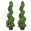 Image de VEVOR Buis Topiaire Artificiel 91 cm Buis Artificiel Extérieur en Spirale 2 Fausses Plantes en PE 10 Feuilles Remplaçables avec Pot Sans Odeur pour Décoration Intérieur Jardin Terrasse Balcon Entrée